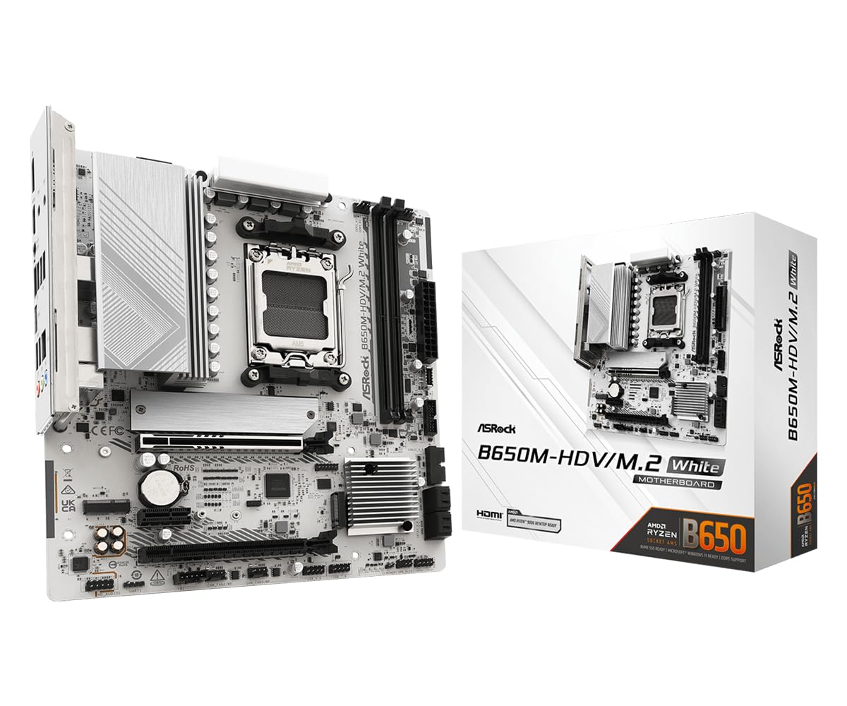 ASRock B650M-HDV マザーボード Ryzen AM5 mATX Amazon.com: ASRock B650M-HDV M.2 White Micro-ATX AM5 Motherboard